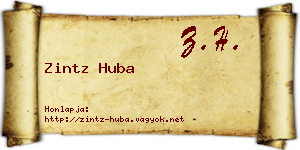 Zintz Huba névjegykártya